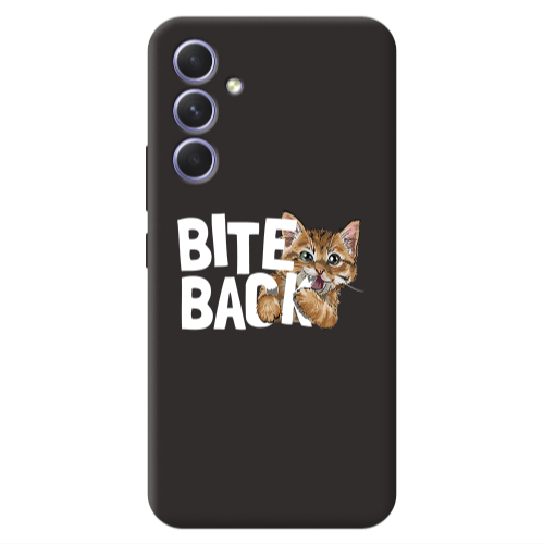 Samsung A56 bitte back cat Black Colored Silicone TPU Θήκη