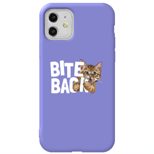 Apple iPhone 11  bitte back cat Purple Colored Silicone TPU Θήκη