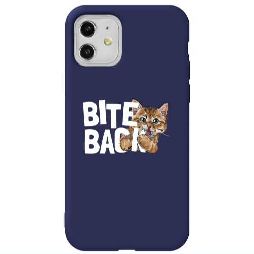 Apple iPhone 11  bitte back cat Dark blue Colored Silicone TPU Θήκη