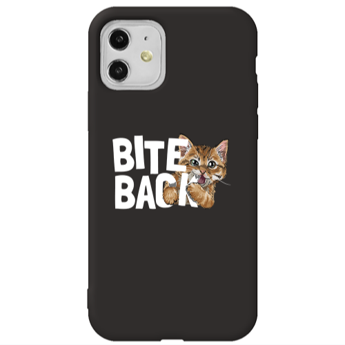 Apple iPhone 11  bitte back cat Black Colored Silicone TPU Θήκη