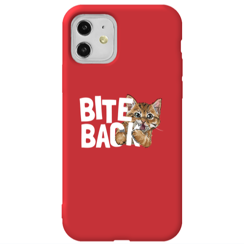 Apple iPhone 11  bitte back cat Red Colored Silicone TPU Θήκη