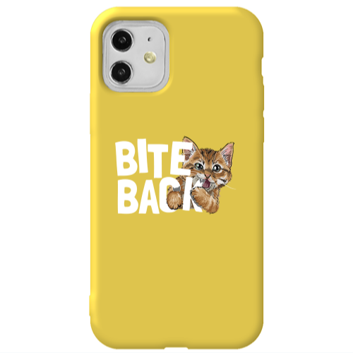 Apple iPhone 11  bitte back cat Yellow Colored Silicone TPU Θήκη