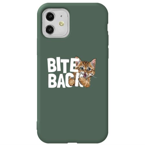 Apple iPhone 11  bitte back cat Dark Green Colored Silicone TPU Θήκη