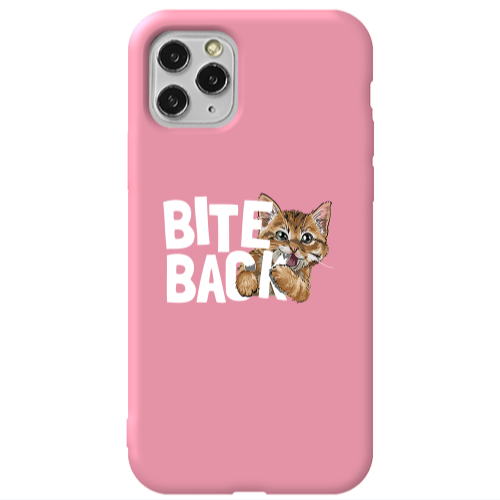 Apple iPhone 11 Pro bitte back cat Pink Colored Silicone TPU Θήκη