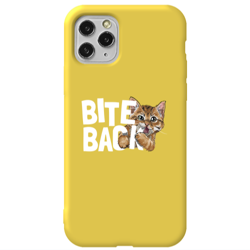 Apple iPhone 11 Pro bitte back cat Yellow Colored Silicone TPU Θήκη