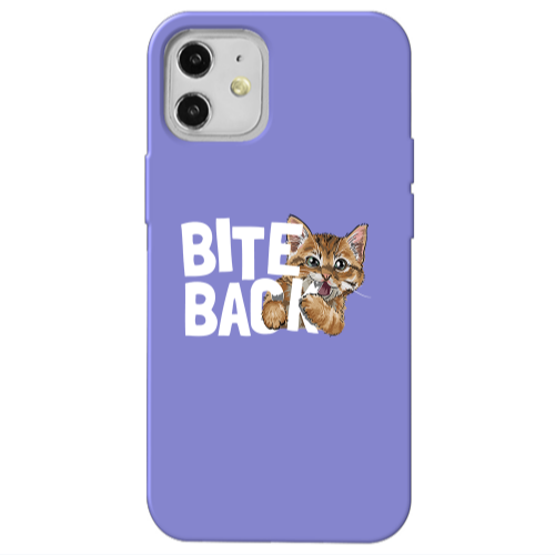 Apple iPhone 12 bitte back cat Purple Colored Silicone TPU Θήκη