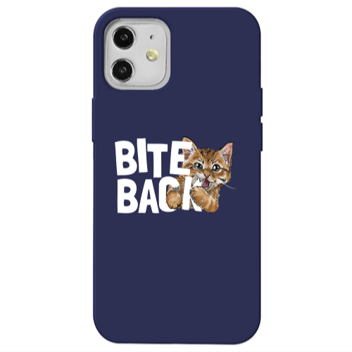 Apple iPhone 12 bitte back cat Dark blue Colored Silicone TPU Θήκη