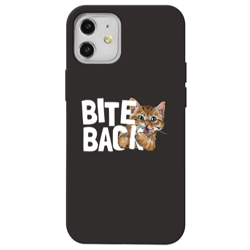 Apple iPhone 12 bitte back cat Black Colored Silicone TPU Θήκη