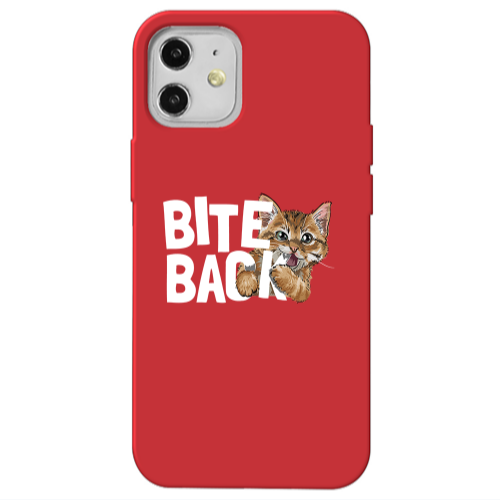 Apple iPhone 12 bitte back cat Red Colored Silicone TPU Θήκη