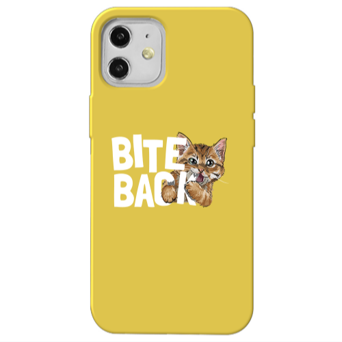 Apple iPhone 12 bitte back cat Yellow Colored Silicone TPU Θήκη