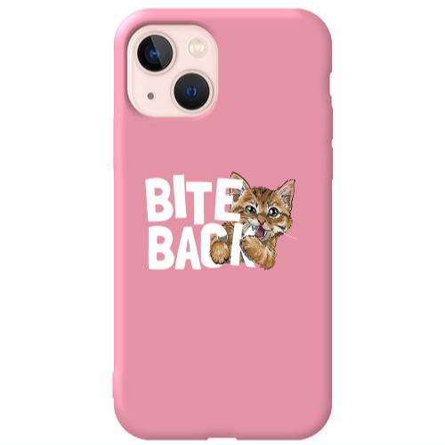 Apple iPhone 13 bitte back cat Pink Colored Silicone TPU Θήκη