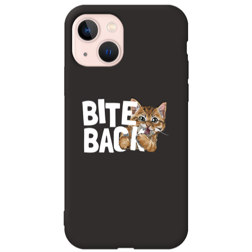 Apple iPhone 13 bitte back cat Black Colored Silicone TPU Θήκη