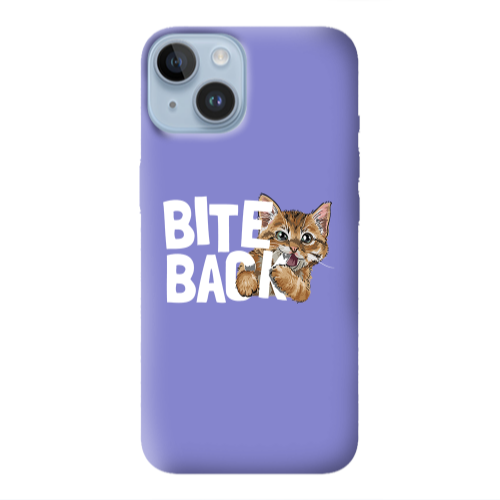 Apple iPhone 14  bitte back cat Purple Colored Silicone TPU Θήκη