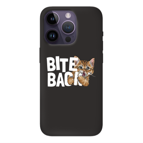 Apple iPhone 14 Pro  bitte back cat Black Colored Silicone TPU Θήκη
