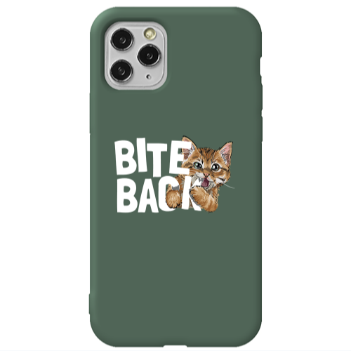 Apple iPhone 11 Pro Max bitte back cat Dark Green Colored Silicone TPU Θήκη