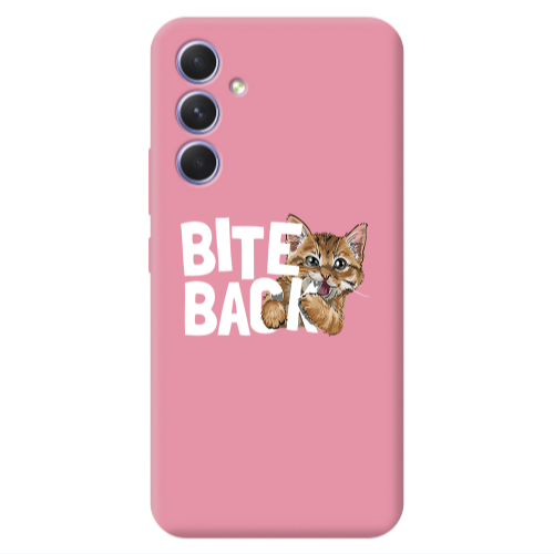 Samsung A54 bitte back cat Pink Colored Silicone TPU Θήκη