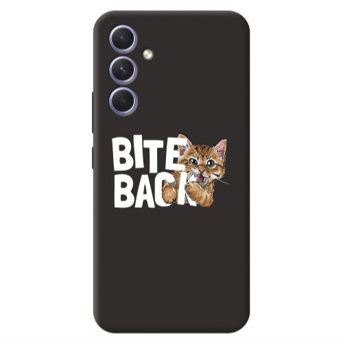 Samsung A54 bitte back cat Black Colored Silicone TPU Θήκη