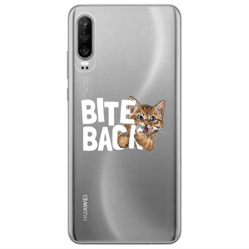 Huawei P30 bitte back cat Transparent Silicone TPU Θήκη
