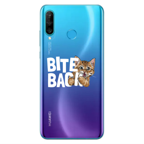 Huawei P30 Lite bitte back cat Transparent Silicone TPU Θήκη