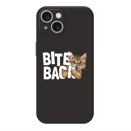 Apple iPhone 15 bitte back cat Black Colored Silicone TPU Θήκη