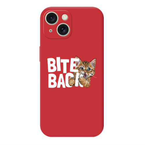 Apple iPhone 15 bitte back cat Red Colored Silicone TPU Θήκη