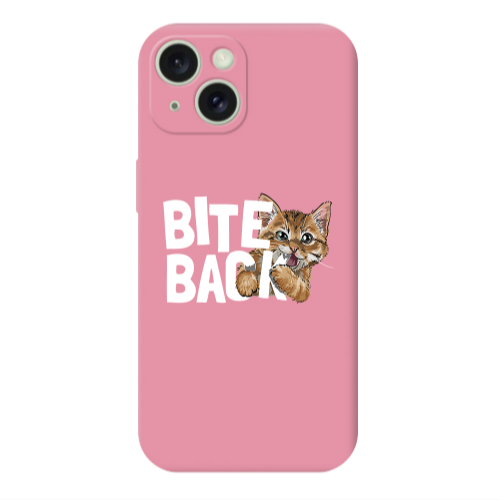 Apple iPhone 15 Plus bitte back cat Pink Colored Silicone TPU Θήκη