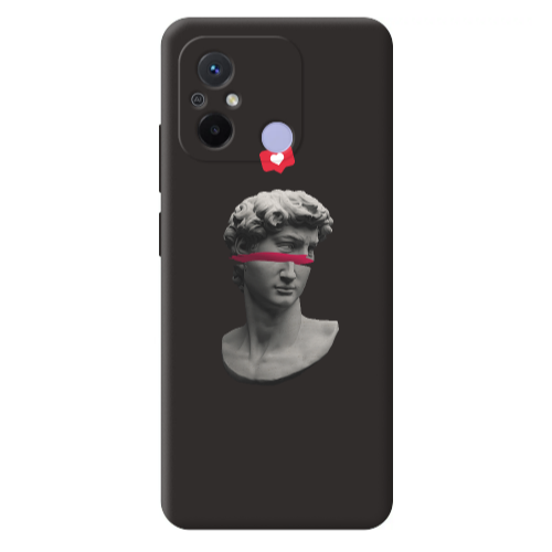 Xiaomi Redmi 12C Half statue Black Colored Silicone TPU Θήκη