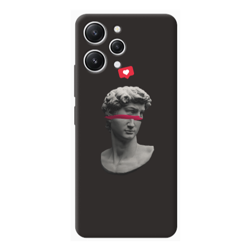 Xiaomi Redmi 12 Half statue Black Colored Silicone TPU Θήκη