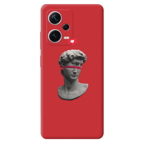 Xiaomi Poco X5 Half statue Red Colored Silicone TPU Θήκη