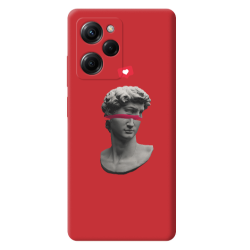 Xiaomi Poco X5 Pro Half statue Red Colored Silicone TPU Θήκη