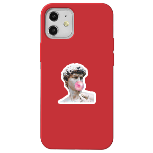 Apple iPhone 12 Bubble Red Colored Silicone TPU Θήκη