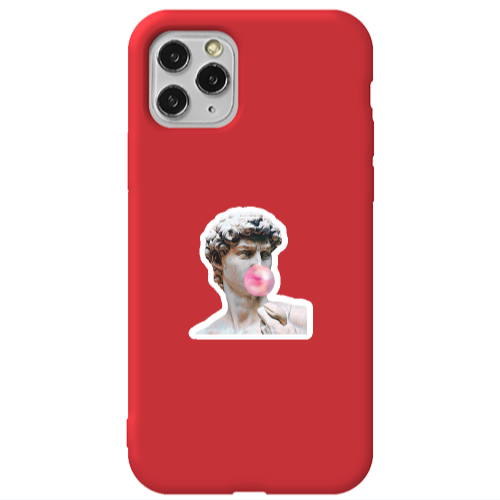 Apple iPhone 11 Pro Max Bubble Red Colored Silicone TPU Θήκη