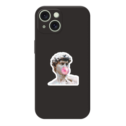 Apple iPhone 15 Bubble Black Colored Silicone TPU Θήκη