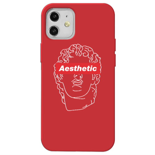 Apple iPhone 12 Aesthetic Red Colored Silicone TPU Θήκη