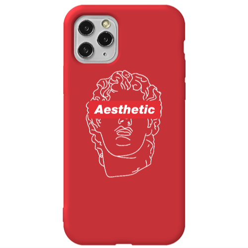 Apple iPhone 11 Pro Max Aesthetic Red Colored Silicone TPU Θήκη