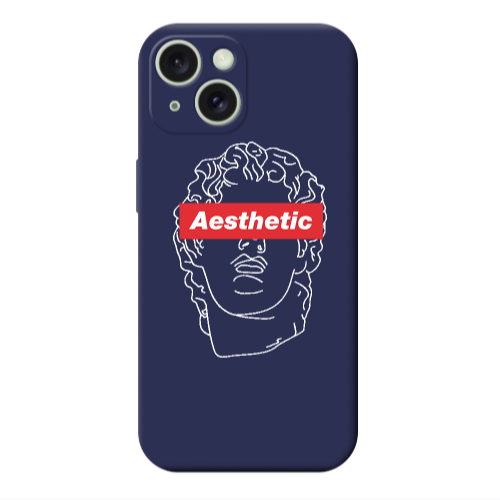 Apple iPhone 15 Plus Aesthetic Dark blue Colored Silicone TPU Θήκη