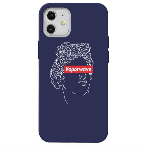 Apple iPhone 12 Vaporwave Dark blue Colored Silicone TPU Θήκη