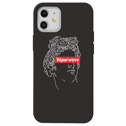 Apple iPhone 12 Vaporwave Black Colored Silicone TPU Θήκη