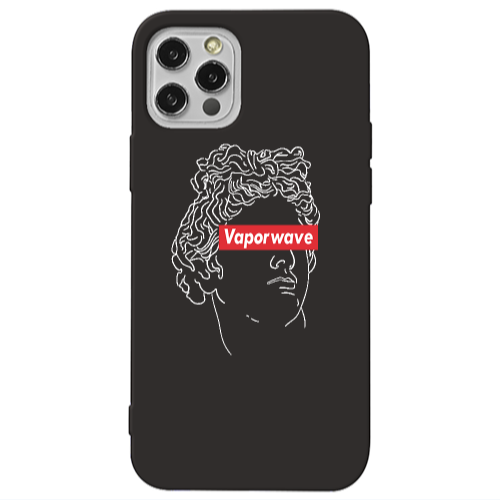 Apple iPhone 12 Pro Vaporwave Black Colored Silicone TPU Θήκη
