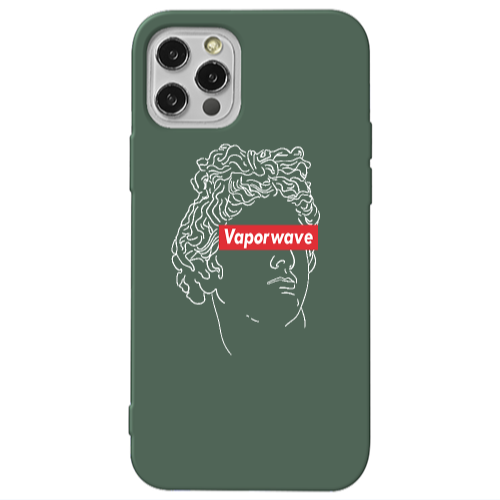 Apple iPhone 12 Pro Vaporwave Dark Green Colored Silicone TPU Θήκη
