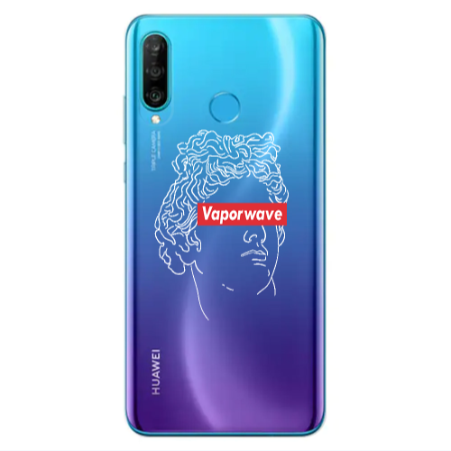 Huawei P30 Lite Vaporwave Transparent Silicone TPU Θήκη