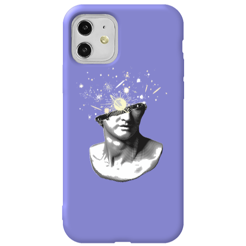 Apple iPhone 11  Space Statue Purple Colored Silicone TPU Θήκη