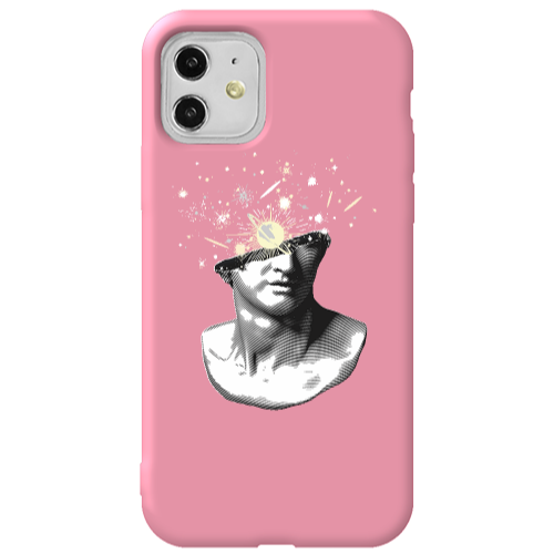 Apple iPhone 11  Space Statue Pink Colored Silicone TPU Θήκη
