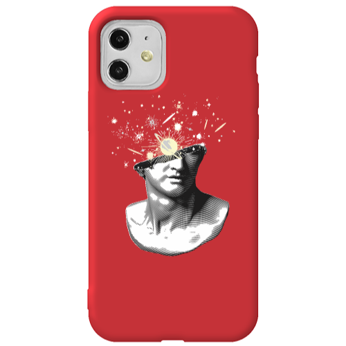 Apple iPhone 11  Space Statue Red Colored Silicone TPU Θήκη