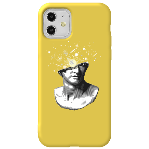 Apple iPhone 11  Space Statue Yellow Colored Silicone TPU Θήκη