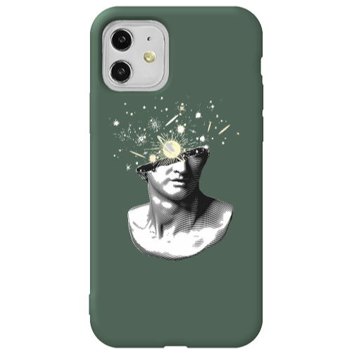 Apple iPhone 11  Space Statue Dark Green Colored Silicone TPU Θήκη