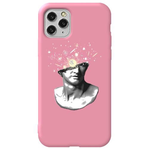 Apple iPhone 11 Pro Space Statue Pink Colored Silicone TPU Θήκη