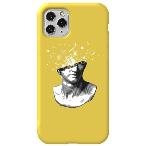 Apple iPhone 11 Pro Space Statue Yellow Colored Silicone TPU Θήκη