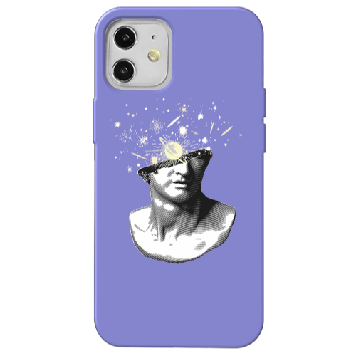 Apple iPhone 12 Space Statue Purple Colored Silicone TPU Θήκη