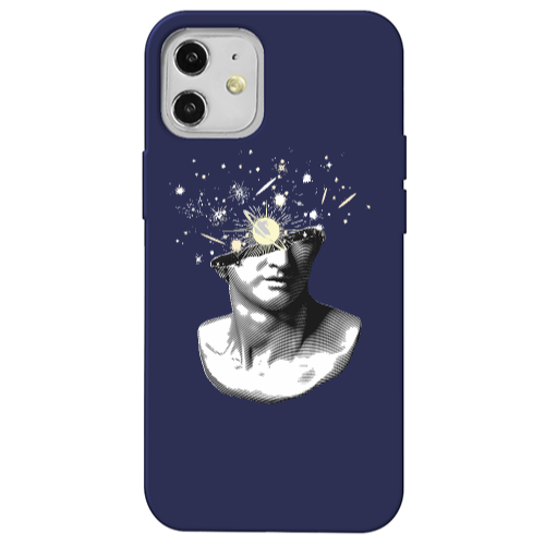 Apple iPhone 12 Space Statue Dark blue Colored Silicone TPU Θήκη